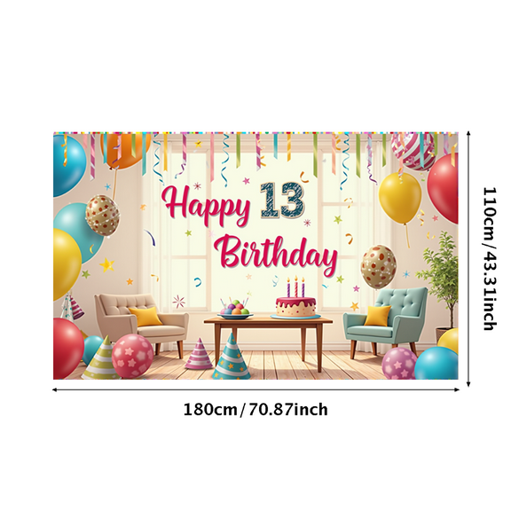 LUUFILx Happy 13th Birthday Celebration Backdrop Banner with Colorful Balloons Party Decorations Background