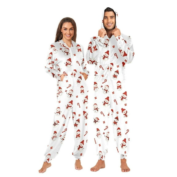 joogoo Snowman Candy Cane Unisex Adults Onesies Pajamas Jumpsuits L