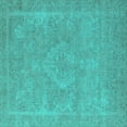 thumbnail image 1 of Ahgly Company Indoor Square Oriental Turquoise Blue Industrial Area Rugs, 8' Square, 1 of 4
