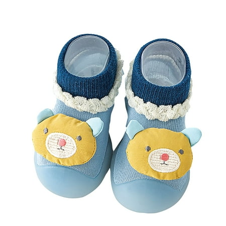 

Povozer Baby Booties Sock Shoes Hand Knitted Boy and Girl Cozy Shoes(Blue 20)