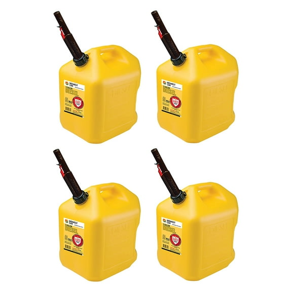 Midwest Can Company 5 Gallon Diesel Can Fuel Container w/ Auto Shut Off (4 Pack)
