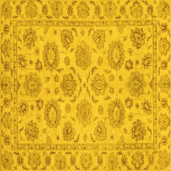 Ahgly Company Indoor Square Oriental Yellow Traditional Area Rugs, 7' Square
