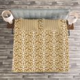 thumbnail image 3 of Ambesonne Damask Quilted Bedspread Set 3 Pcs, Abstract Pastel Flourish, King Size, Pale Caramel Cream, 3 of 3