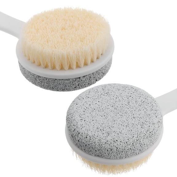 TELOLY Long Handle Foot Scrubber Callus Remover Pumice Stone Foot File Dead Skin Exfoliating Foot Brush for Pedicure Foot Care Tool