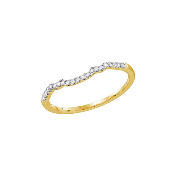 Diamond Princess 14kt Yellow Gold Womens Round Diamond Contoured Slender Wedding Band 1/10 Cttw