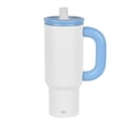 thumbnail image 1 of Termo 1.2 L Acero Inoxidable Antiderrame Popote Hermético Blanco Con Azul, 1 of 2