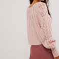 thumbnail image 2 of Jersey de ganchillo con cuello redondo Top de punto calado para mujer traje diario de Color sólido, 2 of 6