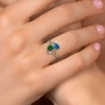thumbnail image 4 of Gem Stone King 925 Sterling Silver Persian Blue Moissanite Green Nano Emerald and White Lab Grown Diamond Ring for Women (1.53 Cttw, Heart Shape 6MM, Gemstone Birthstone, Size 6), 4 of 6
