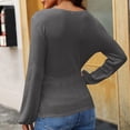 thumbnail image 6 of Fznquz V Neck Womens Blouses Dressy Casual Waffle Knit Gray Wrap Tops Plain Long Sleeve Shirts for Women, 6 of 9