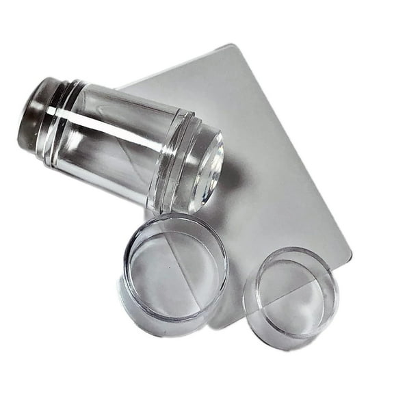 Vonrui Double Sided Nail Art Stamper Clear Silicone Nail Stamper Jelly with Scraper, Transparent Nail Art Stamping Kit French for Manicure Plate Stamp Polish Stencil Template Seal