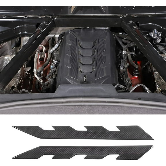 TINKI Real Carbon Fiber Engine Bay Panel Logo Trim Strip Compatible with Chevrolet Corvette C8 2020-2023, Engine Compartment Left Right Panel Decoration Strip Sticker