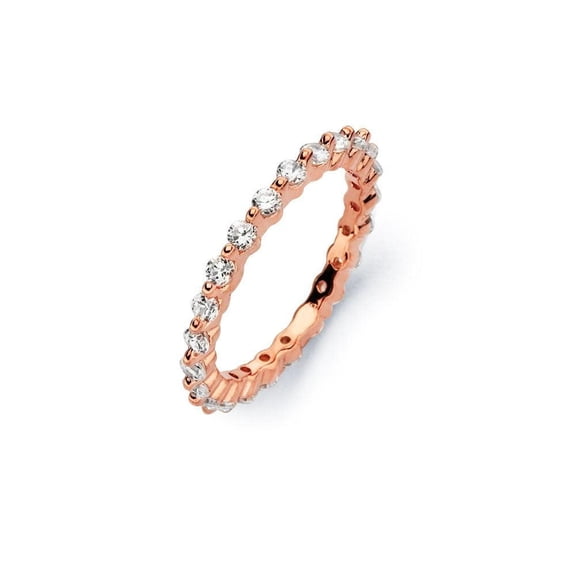 Sterling Silver 925 Rose Gold Plated Clear CZ Stackable Eternity Ring White Female Size 9