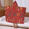 thumbnail image 5 of Red Christmas Gingerbread Man Pattern Hooded Bath Towel，50"x30" for Ages 3 To 12 Kids, Quick Dry Lightweight Soft Microfiber Hood Beach Towel Cover Up for Kids, 5 of 7