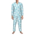 thumbnail image 3 of Fuzoiu Cute Rabbit Print Men's Long-Sleeved Pajama,Lounge Button Down Nightwear,Mens Notch Collar Pajama Set -Medium, 3 of 7
