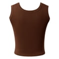 thumbnail image 5 of Wang6 Women Cropped Ribbed Tank Tops with Built in Bra Summer Sleeveless Cami Tops Trendy Loose Workout T Shirts Undershirts Brown One Size, 5 of 5