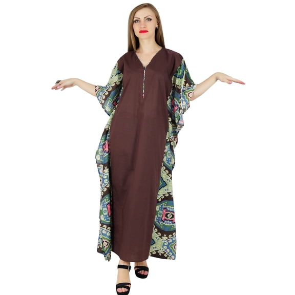 Bimba Women Long Pannel Maxi Kaftan Cotton Summer Boho Caftan Coverup Night Gown