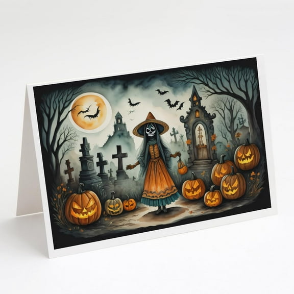 La Llorona Skeleton Spooky Halloween Greeting Cards and Envelopes Pack of 8 7 in x 5 in