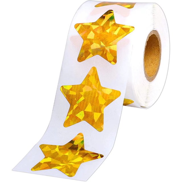 500 Uds pegatinas holográficas de estrellas para niños recompensa pegatinas de estrellas de lámina brillante de 1 pulgada pegatinas autoadhesivas doradas metálicas
