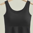 thumbnail image 5 of Padded Undershirts for Women Solid Color Scoop Neck Seamless Tank Top with Built-In Bra Soft Summer Everyday Cami Black XL, 5 of 5