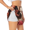 thumbnail image 2 of Bixox Women's Vintage Red Flower Chihuahua pattern 2 in 1 Running Shorts - Lightweight Athletic Workout Gym Yoga Shorts Liner with Pockets - XX-Large, 2 of 5