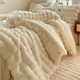 thumbnail image 2 of Wajade Fluffy Comforter Cover Set Rabbit Bubble Faux Fur Duvet Cover Luxury Cozy Bedding Set 3 Pieces with Zipper -1 Duvet Cover and 2 Pillow Cases,Cream White Full Size Set, 2 of 5