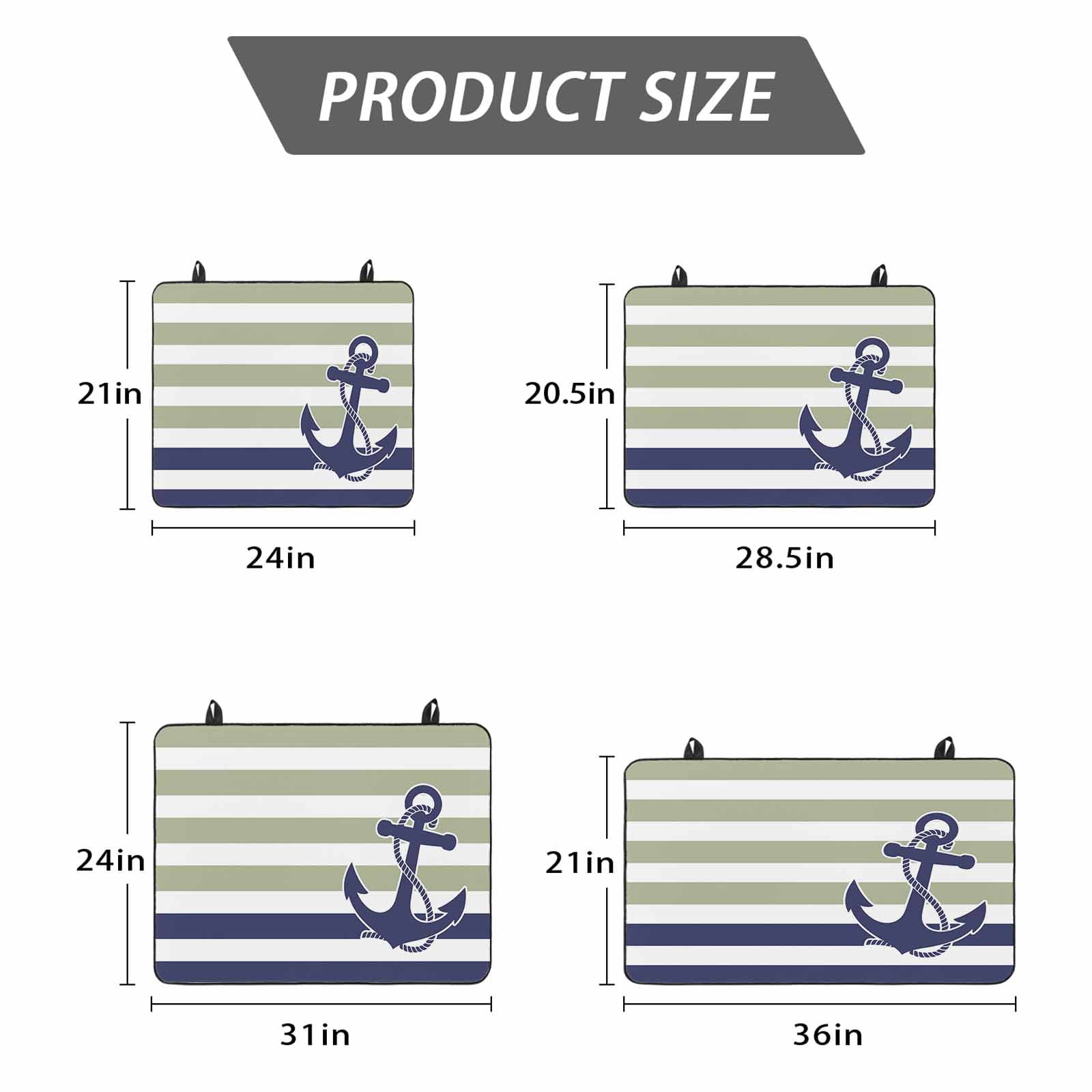 Striped Anchor Stove Top Cover for Electric Stove, Heat-proof & Non Slip Glass Top Stove Cover Protector, Navy Blue Nautical Sage Green Geometric Kitchen Flat Cooktop Rubber Mat 36x21 Inches