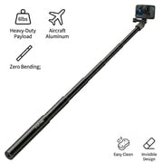 FOTRIC Aluminum Selfie Stick for Dji Osmo, GoPro Hero & Insta360, Dual Universal 1/4" Thread Mounts, 6-lb Payload Panoramic & Action Camera Accessory for Vlog, Video, Travel & Sports