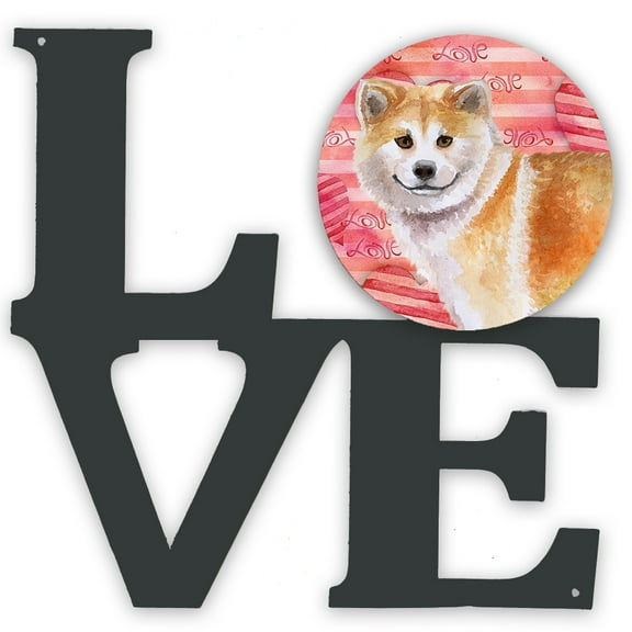 Shiba Inu Love Metal Wall Artwork LOVE Red
