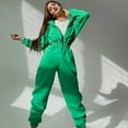 thumbnail image 6 of Women Fleece Jumpsuits Outfits Hooded Sweatshirt Set High Waist Ladies Jumpsuit Green XL, 6 of 7