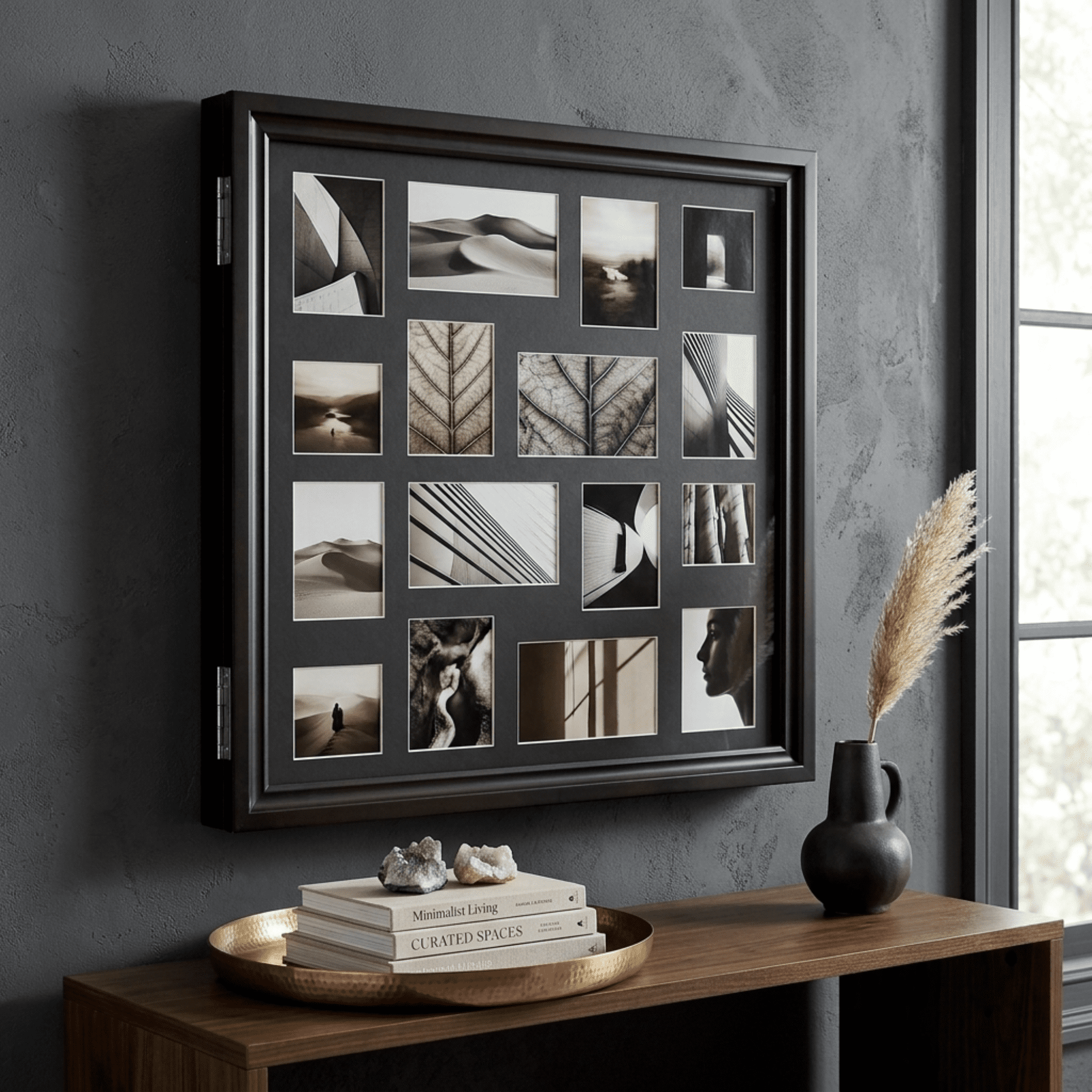Hives and Honey Collage Photo Frame with Jewelry Storage and Organization for Women - Black Finish