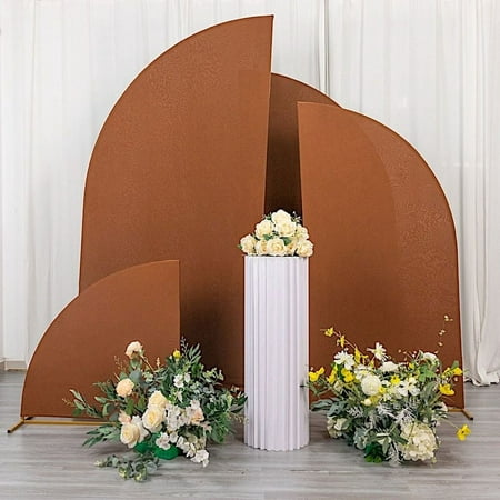 Image of BalsaCircle 4 Cinnamon Brown Fitted Spandex Matter Half Moon Wedding Arch Backdrop Stand Covers Set Party Events Decorations