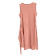 thumbnail image 4 of Vestido corto de manga corta con nudo en la cintura para mujer - Mezcla de lino ligera, corte ajustado para el verano, atuendo informal versátil, tallas S-XL, 4 of 5