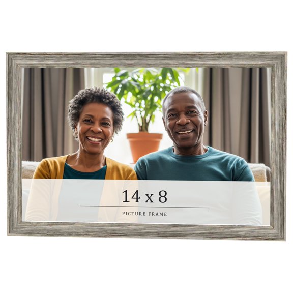 14x8 Frame Grey Solid Wood Picture Frame Width 1 Inches | Interior Frame Depth 0.5 Inches |