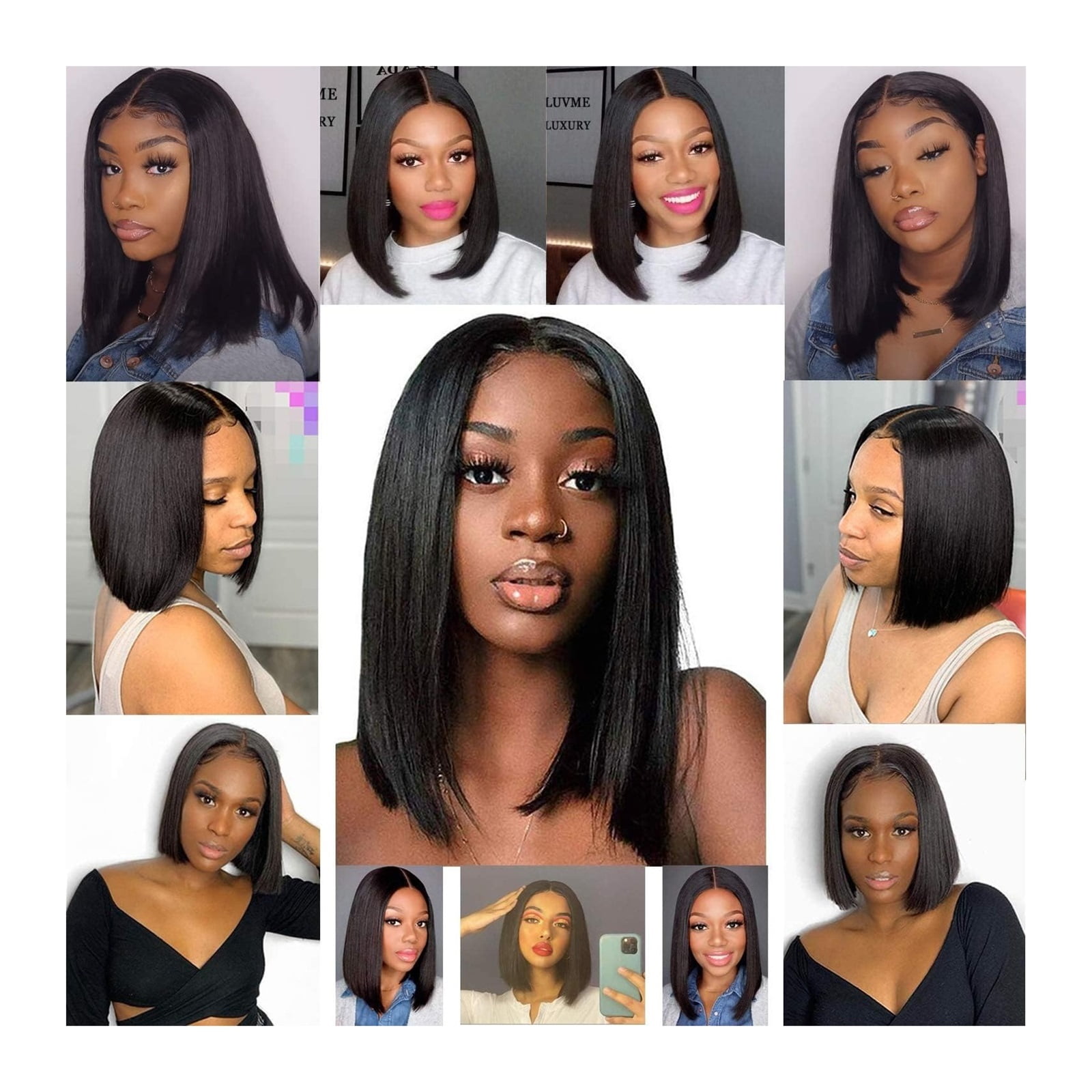 Natural Color Full Head Short Straight Wig Human Hair Glueless U Part Wigs  Clip in Half Wig For Women Brazilian Human Hair