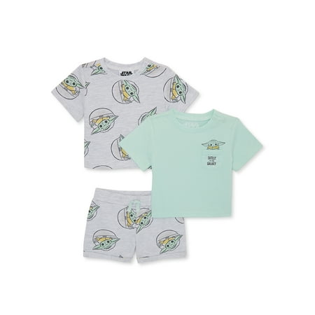 

Star Wars Baby Boy The Mandalorian Yoda T-Shirts and Shorts Set 3-Piece Sizes 0/3M-24M