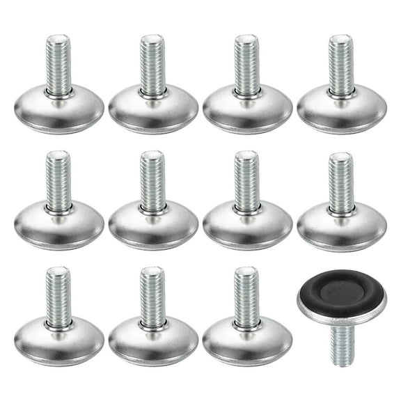 12Pack M8 Thread Furniture Feet Levelers, 28x20 Adjustable Leveling Screw, Black