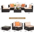 thumbnail image 4 of Vineego 6 Pieces Outdoor Patio Furniture Sets Wicker Sectional Sofa PE Rattan Conversation Sets with Cushions, Beige&Orange, 4 of 4