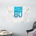 thumbnail image 1 of 80th Birthday Decorations Tapestry, Abstract Sky Blue Eighty Image on Colorful Polka Dots Art Print, Wall Hanging for Bedroom Living Room Dorm Decor, 60W X 40L Inches, Multicolor, by Ambesonne, 1 of 2