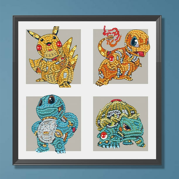 Cuadros Decorativos Kit de pintura de diamante con forma especial parcial de bricolaje 5D Decoración de Pokémon Wdftyju embutido en tela
