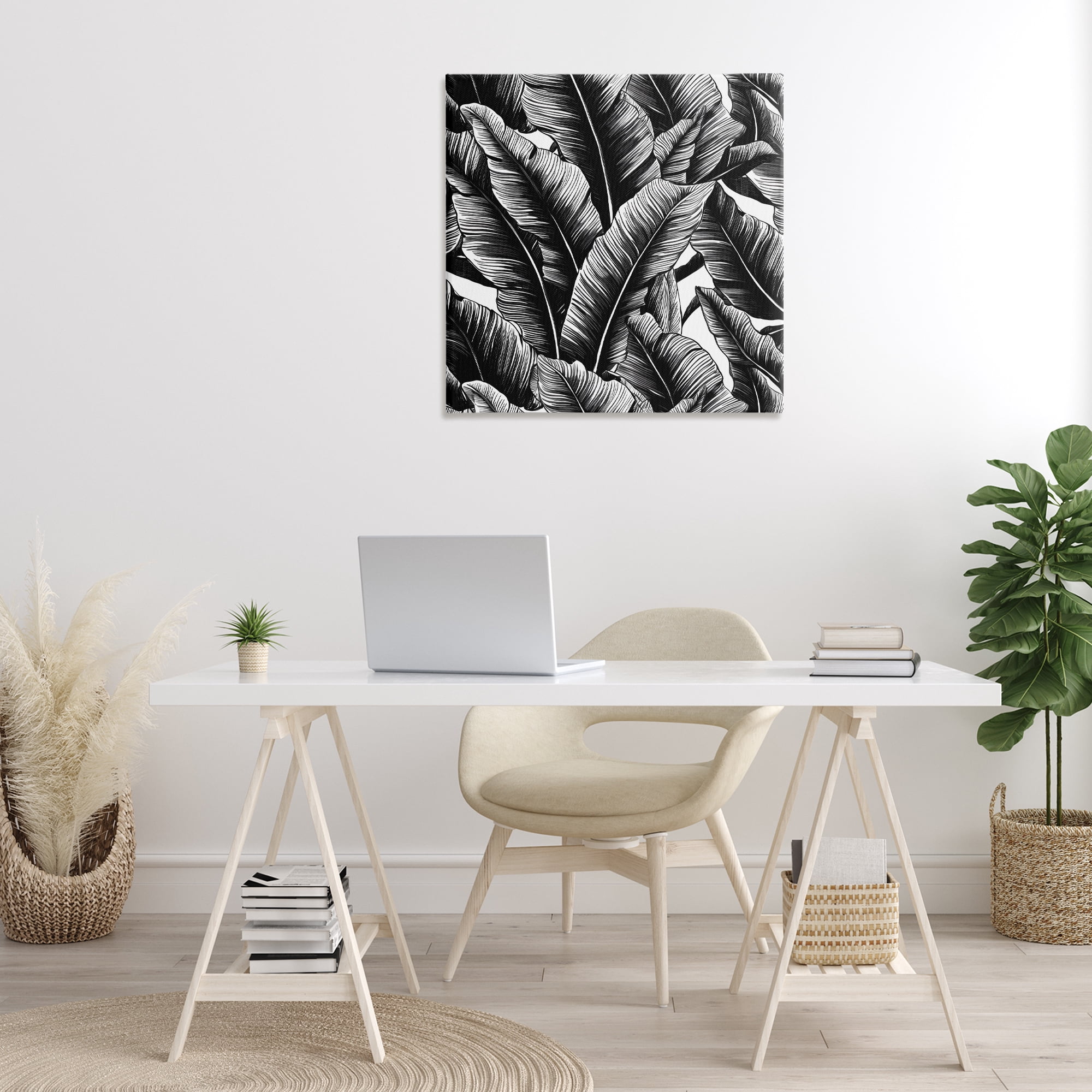 Stupell Industries Black Bold Fronds Botanical & Floral Painting Gallery Wrapped Canvas Art Print Wall Art, 30 x 30