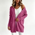 thumbnail image 3 of XUNKUSGA Cardigan Sweaters for Women Classic Solid Color Long Sleeve Open Front Knit Sweater Coat Casual Loose Mid Length Cardigan for Women with Pocket Hot Pink M, 3 of 10