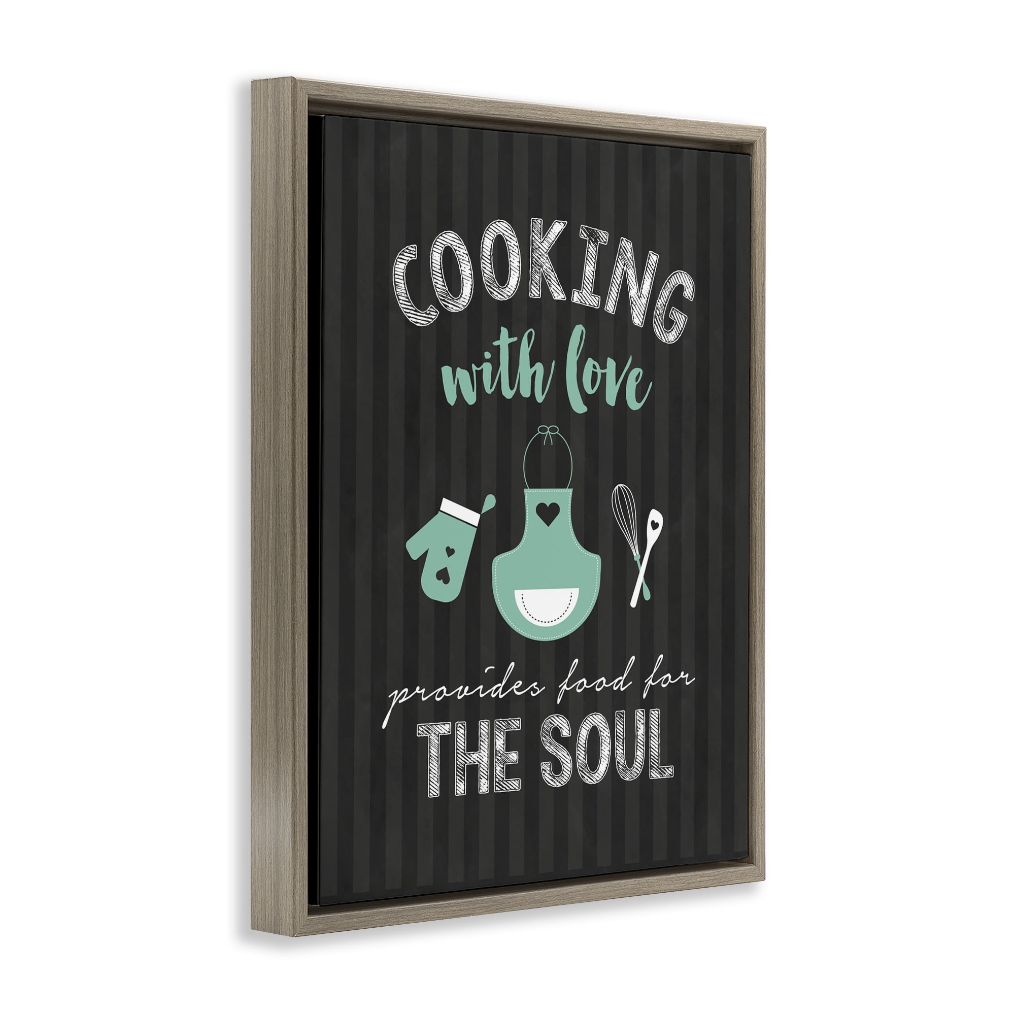 Food For Soul Black & Green Brown Framed Floater Canvas Wall Art, design by Lettered and Lined