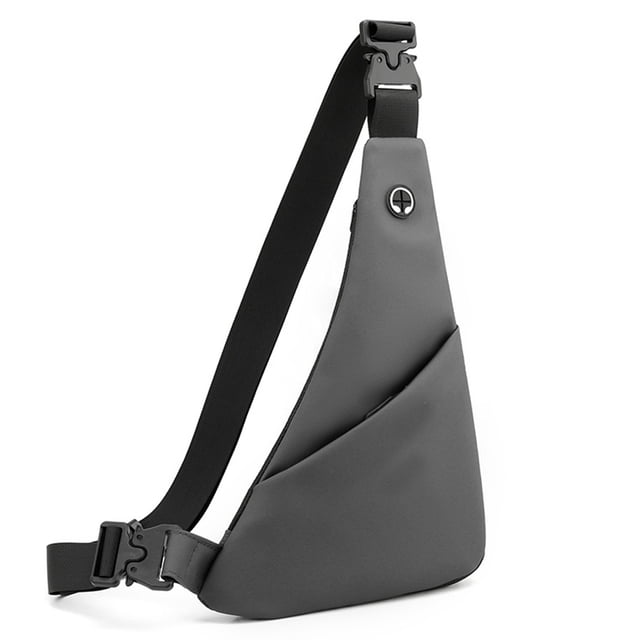 Bolso de pecho con película de cuero, bolso ajustado al cuerpo, bolso de pecho impermeable y voluminoso, bolso de hombro único, bolso de pecho, bolso de pecho diagonalgris