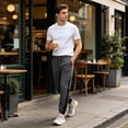 thumbnail image 2 of AZoiNM Men's Loose Fit Joggers Colorblock Ankle Cuff Drawstring Nylon Spandex Outdoor Casual Pants, 2 of 8