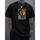 thumbnail image 1 of Imprescindible de verano: Camiseta informal con estampado de letras para hombre - Poliéster transpirable, cuello redondo, manga corta para adultos, hombres, mujeres, adolescentes, jóvenes, 1 of 7