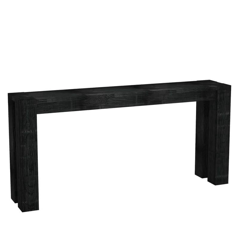 Fnova 70.9" Solid Wood Black Console Table, Farmhouse Extra Long Narrow Entryway Table, Heavy Duty Sofa Table for Living Room, Hallway, Foyer