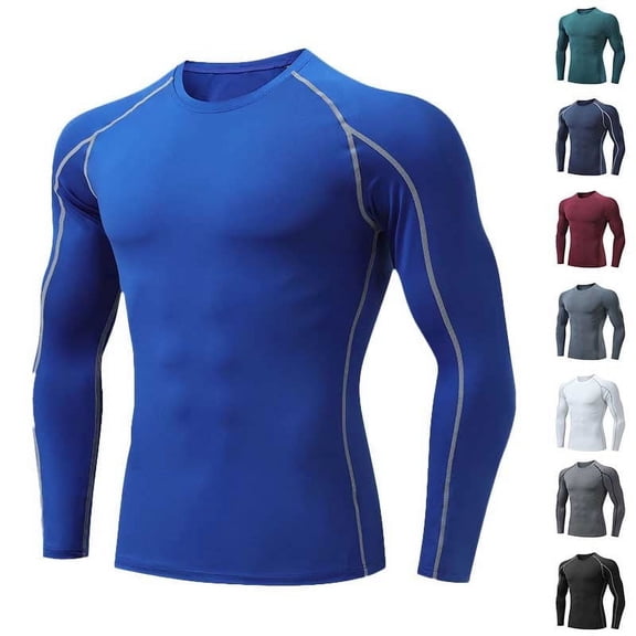 Zedker Men's Compression Shirts Long Sleeve Athletic Workout Base Layer Quick Dry Fit Basketball Football Tops Undershirts