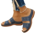 thumbnail image 2 of Domuza Womens Orthopedic Sandals Arch Support Summer Flat Sandals Lightweight Slip on Non Slip Beach Slippers Beach 2026 New Orthopedic Shoes Blue 7（EU-38）, 2 of 4