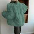 thumbnail image 3 of Uaswgudfs Women's Black Faux Fur Coat, Long Sleeve Oversized Warm Winter Jacket, Casual Lapel Collar Outerwear - Trendy Fashion Green M, 3 of 3