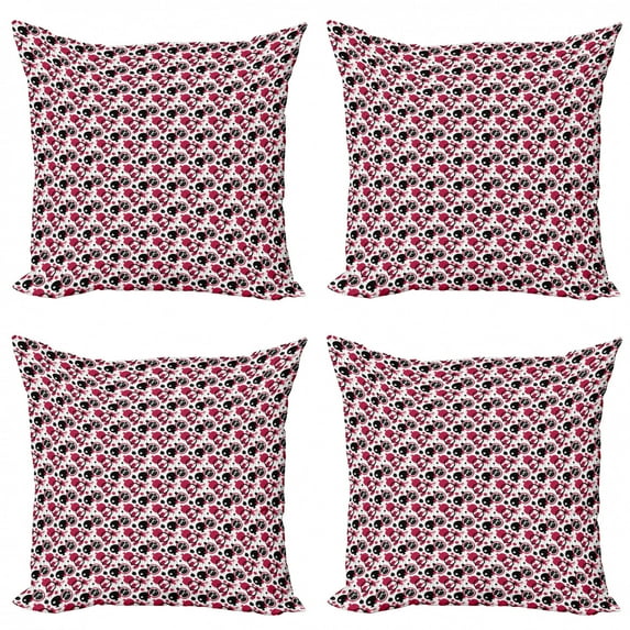 Fruit Throw Pillow Cushion Case Pack of 4, Hand Drawn Grunge Style Pomegranates Illustration with Paint Stains, Modern Accent Double-Sided Print, 4 Sizes, Magenta Charcoal Grey, by Ambesonne